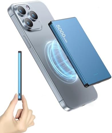 ZBF Magnetic Wireless Power Bank 5000 m Ah – Ultra-Slim Portable Charger with PD 20 W Fast Charging and USB-C Cable for i Phone 12/13/14/15/16 Pro Max – Lightweight Travel Essential for Effortless Charging on the Go