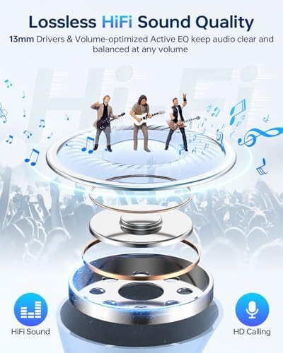 Premium Bluetooth 5.3 Wireless Earbuds with 40-Hour Playtime | IPX7 Waterproof In-Ear Headphones for Sports and Everyday Use | Ergonomic Comfort Fit with Superior Sound and Clear Calls | Sleek White Design with LED Charging Case | Universal Compatibility for All Devices