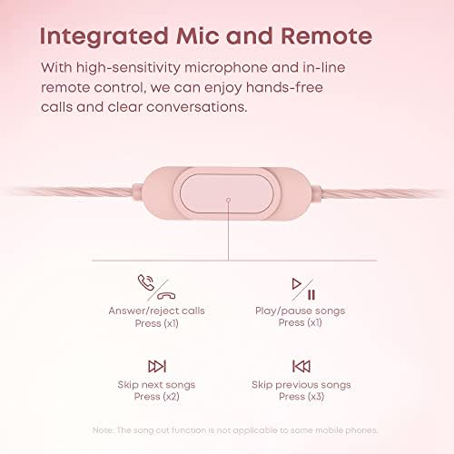 Discover the M30 Lightweight Rose Pink Wired Earbuds – Perfectly Engineered for Small Ears with Noise-Isolating Technology and Built-in Microphone for Women and Teens, Delivering All-Day Comfort and Exceptional Sound Quality Across All 3.5 mm Devices
