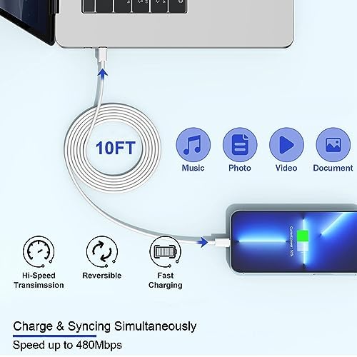 Swift Charge 20 W USB-C Charger for i Phone 15 & i Pad – 6 FT Cable Included – Rapid Power Solution for i Phone 16 Pro Max, i Pad Pro, Mini & Air – Lightweight, Durable, and Versatile Charging Block for All Your Devices – Say Goodbye to Long Wait Times with Enhanced Compatibility and Safety Features