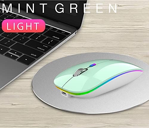Uiosmuph G12 Slim Rechargeable LED Wireless Silent Mouse – Ultra-Portable USB Optical Computer Accessory with Type C Adapter for Seamless Compatibility and Noise-Free Operation in Blackish Green