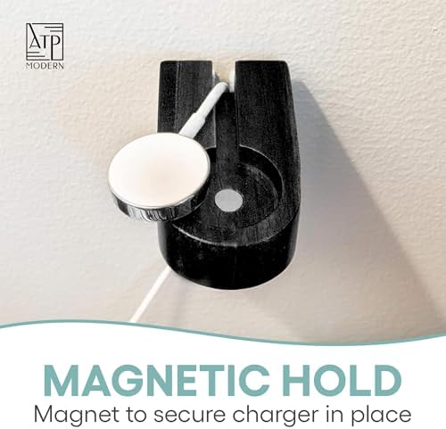 Elevate Your Charging Game: Premium Acacia Wood Wall Mount for Apple Watch Series 9 – Stylish Wooden Dock with 3 M Command Strips for Effortless Installation and Fast Charging Compatibility for All i Watch Models – Space-Saving Design for Modern Living