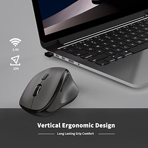 Revolutionize Your Workspace with the Green Ergonomic Wireless Mouse – Superior Vertical Design for Ultimate Comfort, Silent Clicks for Distraction-Free Focus, Long-Lasting Battery Life Powered by 1 AA Battery, Precision Control Up to 1600 DPI with USB Receiver Compatibility for PCs, Laptops, and Desktops