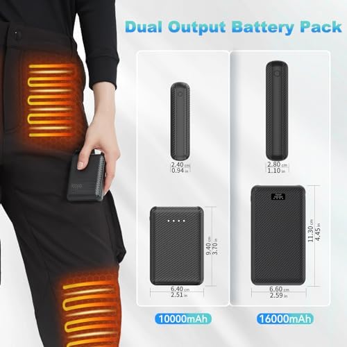 FERNIDA 10,000 m Ah 7.4 V DC Portable Power Bank for Heated Clothing – Dual USB Output Charger for Vests & Pants, Lightweight & Fast Charging for Outdoor Adventures, Reliable Battery Pack for Extended Warmth