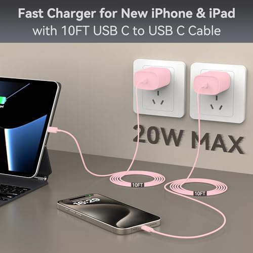Ultimate i Phone 16 Pro Max Fast Charger with 8 FT USB-C Cable – High-Speed Wall Adapter in Stylish Purple – Compatible with i Phone 15 Series and i Pad Pro – Perfect for Quick Charging on the Go – Enhance Your Charging Experience with Extended Reach and Reliability