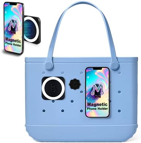 Vibrant Hot Pink Magnetic Phone Holder for Bogg Bag Accessories – Effortless Hands-Free Access for i Phone & Android Devices – Perfect Beach Tote Companion for Stylish Organization and Secure Attachment