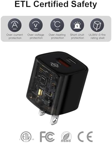 30 W Ga N Dual Port USB-C Wall Charger – Ultra-Compact Fast Charging Adapter for i Phone 16/15/14, i Pad, Galaxy & Pixel – Reliable Power Solution with Advanced Safety Features for Home, Office & Travel Convenience