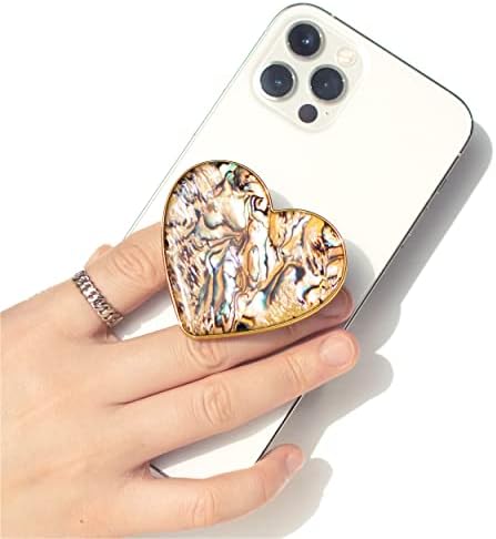 Chic Natural Seashell Heart-Shaped Phone Grip and Stand – Elegant Crème Mobile Accessory for Smartphones and Tablets – Ideal Collapsible Holder for Trendsetters Seeking Style and Functionality – Durable, Portable Design for Effortless Hands-Free Viewing