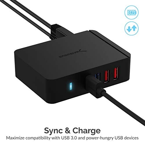 SABRENT 4-Port USB 3.0 Hub with Individual LED Power Switches – Ultimate Connectivity Solution for Home & Office with 5 V/2.5 A Adapter for Maximum Device Compatibility and Speed Enhancement