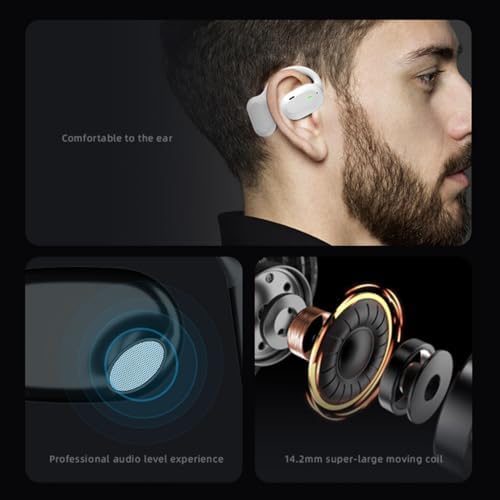 Ultra-Lightweight Wireless Bluetooth Over-Ear Hook Headset – Seamless Touch Control Earphones for Business Professionals & Active Lifestyles – Sweat-Resistant Design for Enhanced Durability and Comfort – Ideal for Multitasking and Outdoor Use – Perfect Black Accessory for Effortless Connectivity