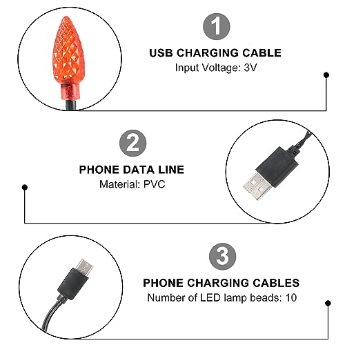 Elevate Your Charging Experience with 2 pcs Multicolor LED USB Charging Cable – Perfect for Festive Décor and Fast Device Powering for Christmas, Valentine’s Day, and Gatherings – Enhanced Compatibility, Durable Design, and Ambient Glow