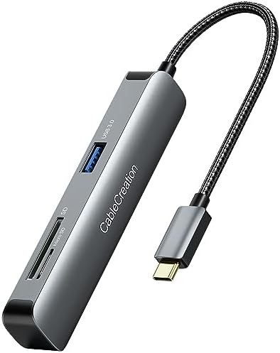 Sleek 5-in-1 USB C Hub Multiport Adapter – Aluminum 4 K HDMI, 1 Gbps Ethernet & 3 USB 3.0 Ports for Enhanced Connectivity on Mac Book Pro/Air, i Pad Pro & Surface Go – Ultimate Solution for Fast Data Transfer & Seamless Streaming