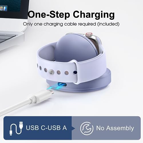 Sleek Sky Blue Portable Magnetic Charging Dock for Apple Watch – Fast Wireless Charger with Nightstand Mode, Compatible with Series 10, 9, 8, 7, SE, 6, 5, 4, 3, 2, Ultra 2 – Travel-Friendly Design with Premium Charging Cable for Effortless Power and Style