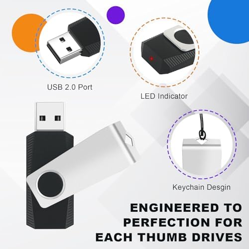 Maximize Your Storage with 10-Pack 8 GB USB Flash Drives – Portable Swivel Memory Sticks for Effortless Data Backup & Transfer, Ideal for Students & Professionals with Lanyards for Easy Access