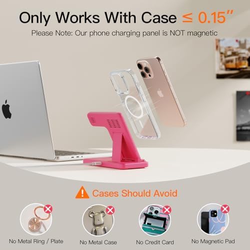 3-in-1 Wireless Charging Station for Apple Devices – 15 W Fast Charger Stand for i Phone 16/15/14/13/12/11, Apple Watch, and Air Pods – Convenient Portable Design with Enhanced Compatibility and Safety Features for Home and Travel – Perfect Gift for Tech Enthusiasts
