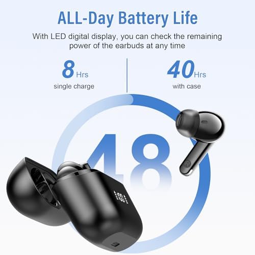 Niderson Bluetooth 5.3 Wireless Earbuds – Premium Noise Cancelling Technology with Deep Stereo Bass for Ultimate Audio Experience – Ergonomic Fit for Extended Comfort with Compact Charging Case – Perfect for Music Lovers and Daily Commuters