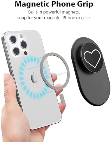 Magnetic Phone Grip for MagSafe, Phone Ring Holder Finger Kickstand Wireless Charging Compatible, Adjustable Magnet Phone Rings Gripper Stand for iPhone Mag-Safe Accessories – Sparkle Black – Enhanced Compatibility and Speed