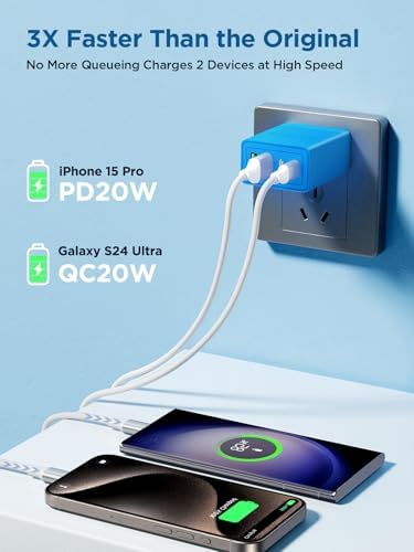 Aioneus 40 W USB C Fast Charging Block – 4-Port Dual PD & QC Wall Charger for i Phone 11-16, i Pad & Samsung Devices – Compact, High-Performance Power Adapter with Enhanced Safety Features for Home & Travel