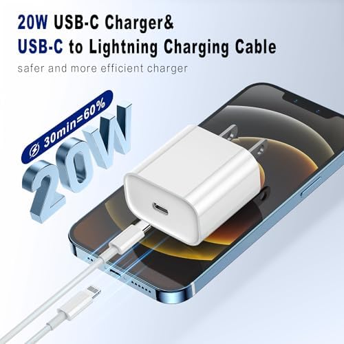 20 W USB-C Fast Charger Block with 6 FT Lightning Cable – Triple Pack for i Phone 14/13/12/11/XS/XR/X/8/7 and i Pad – Optimal Power Delivery and Enhanced Compatibility for Rapid Charging Solutions