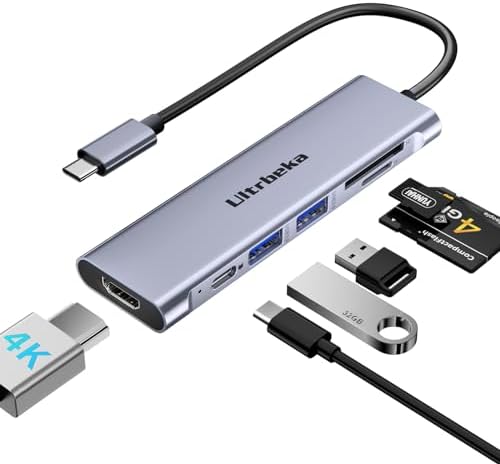 Transform Your Mac Book Experience with the 7-in-1 USB-C Hub – 4 K HDMI Multiport Adapter, Dual High-Speed USB-A 3.0 Ports, 100 W Power Delivery, TF/SD Card Reader – Sleek Silver Design for Ultimate Performance and Productivity Enhancements