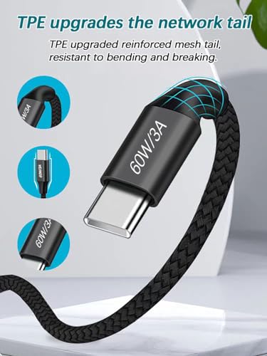 Fast Charging USB C to USB C Cable – 10 ft Braided Type C Charger Cord (2-Pack) for i Phone 15 Series, i Pad Pro/Air, Mac Book Air, Samsung Galaxy S23/S22/S21, Note 20 & PS5 – 60 W Power Delivery, Durable & Tangle-Free Design for Maximum Flexibility and Enhanced Compatibility