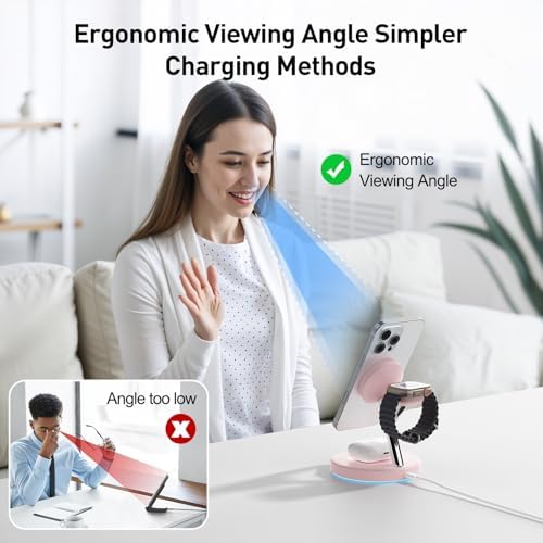 2025 Premium 3-in-1 Wireless Charging Station for i Phone 16, 15, 14, 13, 12 – Mag-Safe Compatible Charger Stand for Air Pods and i Watch – Fast, Efficient Power Hub with Sleek Design and Overcharge Protection for Home or Travel