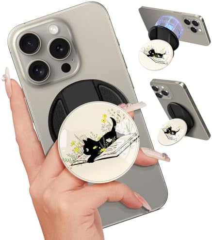 Chic Mushroom Mag Safe Phone Grip for Women – Trendy Ring Kickstand Holder for i Phone 16/15/14/13/12 Series – Stylish, Secure, and Functional Accessory for Texting, Selfies, and Streaming – Lightweight, Durable Design for Everyday Use