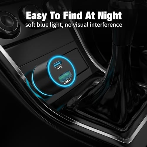 Dual Port 38 W USB-C Car Charger (2 Pack) – Fast Charge Your i Phone 16 Pro/Max/Plus & Samsung Galaxy S25/S24/S23 with 20 W PD & 18 W QC – Includes 3.3 FT Type C Cable – Sleek Black Design for Enhanced Compatibility and Efficiency, Perfect for Road Trips and Daily Commutes