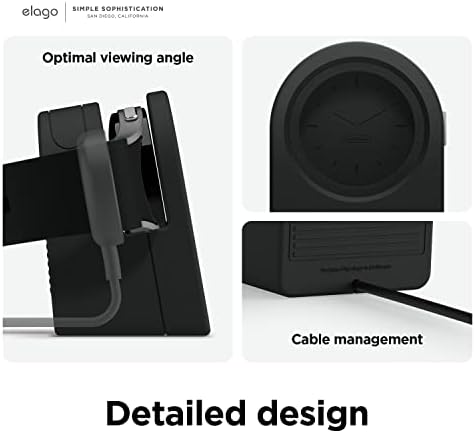 elago GWT3 Charging Dock for Samsung Galaxy Watch 8/8 Classic, 7/Ultra, 6/6 Classic, 5/5 Pro – Stylish Black Stand with Classic Clock Design for Enhanced Charging Efficiency and Desk Organization – No Cable Included – Perfect Smartwatch Accessory for Home and Office