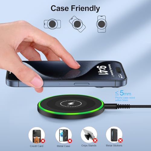 Pixel 9 Pro XL Fast Wireless Charging Pad – 15 W Charger Station for Google Pixel 9, 9 Pro, Fold 9 Pro, 8 Pro, 7 Pro, and Compatible Devices – Includes QC3.0 Adapter for Galaxy S25 Ultra, S24 Ultra, S23, S22 – Compact Design with Safety Features and LED Indicator for Effortless Charging