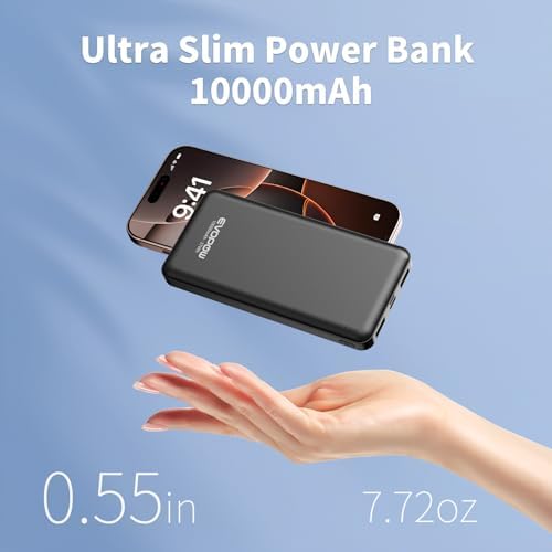 Ultra-Slim 10,000 m Ah Dual-Pack Portable Charger – 15 W Fast Charging Power Bank with USB-C Compatibility for i Phone, Samsung, Pixel & More – Effortless Mobility & Reliable Power Solutions