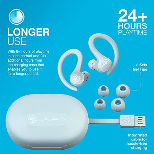 JLab Go Sport+ Wireless Workout Earbuds – Unrivaled 35+ Hour Bluetooth Battery Life, C3 Clear Calling Technology for Distinct Conversations, and Secure Earhook Design for Unyielding Stability During Workouts – Elevate Your Sound Experience with 3 Adjustable EQ Settings and Broad Device Compatibility in Sleek Graphite Finish