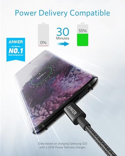 Anker 6 FT USB C to USB C Charging Cable Pack – 60 W Fast Charge for i Phone 16 Series & i Pad Mini 6 – Durable Nylon Braided Design, Enhanced Compatibility & Flexibility for All USB-C Devices (5 Pack)