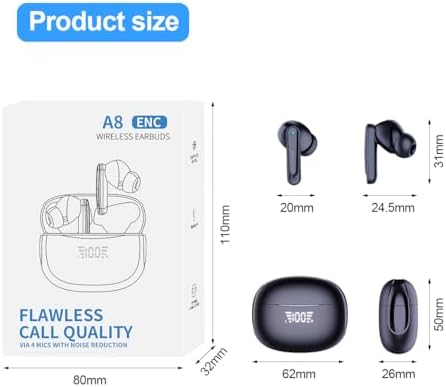 Premium IPX7 Waterproof Wireless Bluetooth Earbuds – 45 Hours of Deep Bass Noise Cancelling Sound for Active Lifestyles, Secure Fit for Running and Gym Use, Quick USB-C Charging, Built-in Hands-Free Mic for Clear Calls (Black) – Durable Audio Excellence for Everyday Adventures