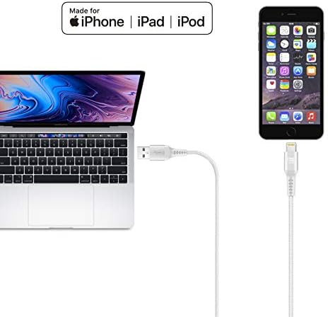 LAX MFi Certified Lightning Cable for i Phone & i Pad – 6 ft Durable Braided USB Cord with Fast Charging Capability for Enhanced Performance and Compatibility Across All Devices