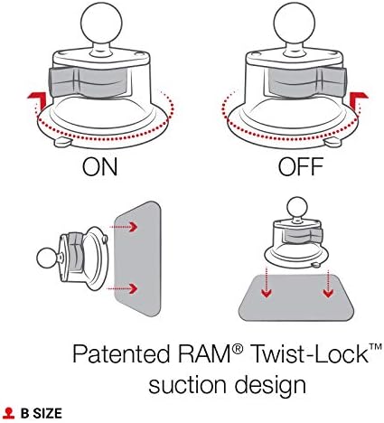 RAM MOUNTS Twist-Lock Suction Cup Base RAP-B-224-1 U with 1″ B Size Ball – Ultimate Versatile Mounting Solution for Smartphones and GPS Devices – Secure, Durable, and Easy to Use