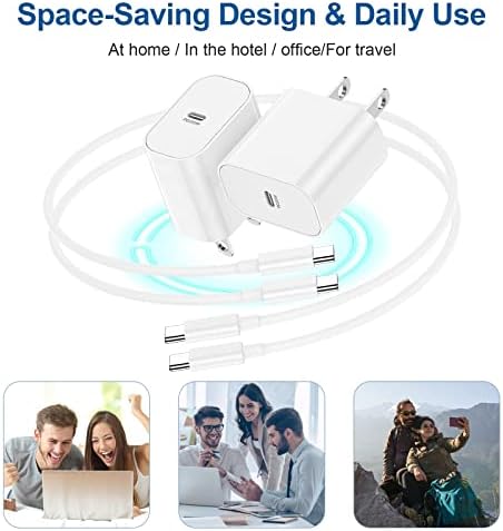 Premium 20 W USB-C Fast Charger & 10 ft Type C to C Cable for i Phone 16/15 and i Pad – Ultimate Power Adapter for Apple Devices with Enhanced Speed and Extended Reach – Perfect for Home, Office, and Travel Use – Durable Design for Long-lasting Performance