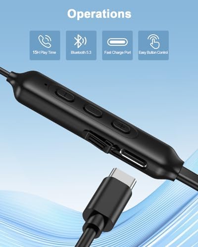 NANAMI Open Ear Bluetooth Headphones – Ergonomic Wireless Earbuds with 15-Hour Battery Life, IPX5 Waterproof Neckband for Active Lifestyles, Crisp Stereo Sound & Advanced Bluetooth 5.3 Connectivity for Effortless Listening Experience