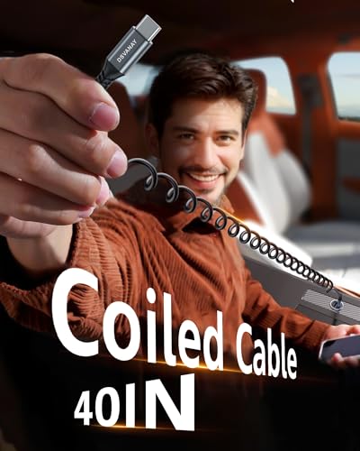(Tangle-Resistant Order) Coiled USB C Cable for Car [3FT 2Pack], 240W PD3.1 Fast Charging, Compatible for iPhone 16/15 Pro Max, Car Charger, MacBook, iPad, Samsung, Pixel, Laptop – Enhanced Compatibility and Speed