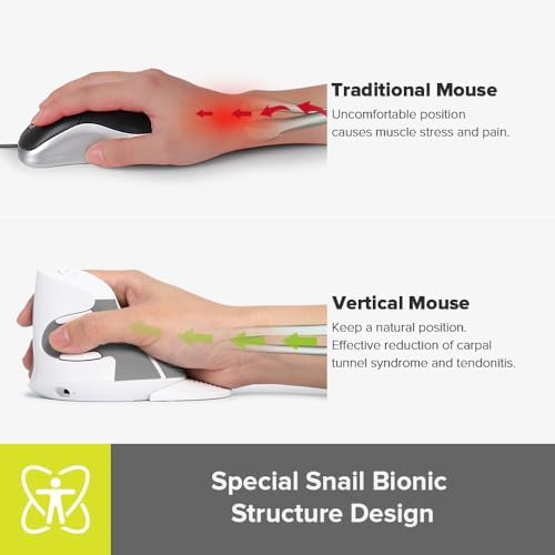 Elevate Your Comfort: De LUX Wired Vertical Ergonomic Mouse for Medium Hands – 6 Programmable Buttons, 4200 DPI Precision, and Removable Palm Rest to Alleviate Wrist Pain and Carpal Tunnel Symptoms – Ideal for Enhanced Productivity and Seamless Compatibility Across Operating Systems