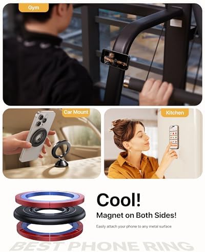 Ultimate Double-Sided Magnetic Phone Grip for Mag Safe – Enhanced Stability with 20 N55 Magnets, 360° Rotating Stand, Anti-Fall Design, and Universal Compatibility for i Phone 16, 15, 14, 13, 12 Pro Max – Perfect for Hands-Free Use and Multitasking