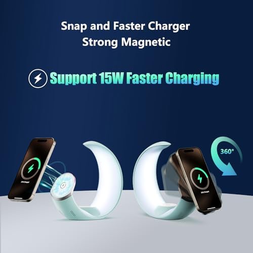Ultimate 3-in-1 Magnetic Wireless Charging Station for Apple Devices – Fast Charge Your i Phone 16/15/14/13/12/11, Apple Watch Series & Air Pods 4 with RGB Night Light – Enhanced Safety & Intelligent Charging Technology – Artful Design for Home and Office Aesthetics
