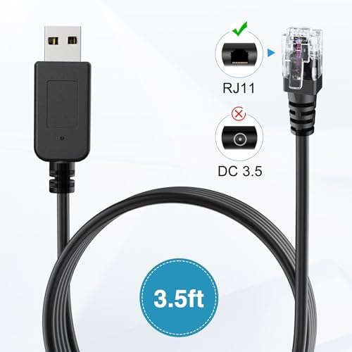 USB to RJ11 Radar Detector Power Cable – 9.84 ft Durable Accessory for Escort MAX 360, Uniden R1/R3/R4, Passport 9500 i, Radenso XP, Beltronics STI – Enhance Detection & Road Safety – Ideal for Long Trips & Daily Commutes – Reliable Plug-and-Play Solution for Optimal Performance and Peace of Mind