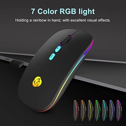 Upgrade Your Workflow with the CC Store LED Wireless Mouse – Dual Connection Modes (Bluetooth & 2.4 GHz), Ultra-Silent Rechargeable Design, Adjustable DPI Settings for Precision, Ergonomic Slim Profile, USB-C Adapter Included – Perfect for Laptops, Mac Books, PCs, Tablets, and i Pads (Black-Red)
