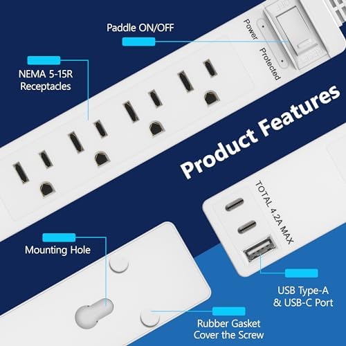 LIDER Ultra-Thin Flat-Face Outlet Extender with 3 Receptacles – Space-Saving Power Strip with 3 ft Cord, ETL-Listed for Safety, Sleek White Design for Modern Interiors – Perfect Solution for Enhanced Device Charging and Versatile Placement