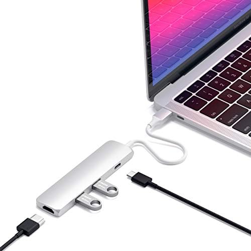 Satechi 4-in-1 USB-C Hub Multiport Adapter – Enhance Your Connectivity with 4 K HDMI Output, Dual USB 3.0 Ports, and a Sleek Black Design for Mac Book & Chromebook Users – Perfect for Remote Work and Media Streaming