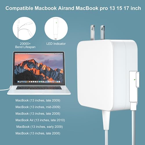 85 W Enhanced Compatibility Power Adapter for Old Mac Book Pro (13/15/17 inch, Pre-2012) – Lightweight, Foldable Design with 6 ft Cord and 12-Month Guarantee – Fast Charging, CE/Ro HS Certified Safety for Models A1286, A1343, and More
