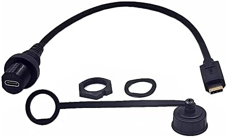 0.3 Meter USB 3.1 Type C Flush Mount Extension Cable – High-Speed 10 Gbps Data Transfer & 3 A Charging for Vehicle Dashboards, Boats, and Motorcycles – Durable Gold-Plated Connectors for Enhanced Performance and Compatibility