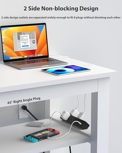 40 W Rapid Charge Desk Clamp Power Strip with 8 AC Outlets & 8 USB Ports – Versatile Surge Protector for Home & Office, Featuring 4 USB-C and 4 USB-A Ports, Secure Edge Mount Design for Tables up to 1.9 Inches, 14 AWG Heavy-Duty Cord for Optimal Performance and Safety