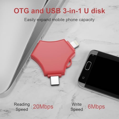 MFi Certified 128 GB USB 3.0 Flash Drive – 3-in-1 External Memory Stick for i Phone, i Pad, Android & PC – High-Speed Data Transfer for Photos, Videos & Backup – Ultimate Portable Storage Solution for Effortless Data Management and Secure File Sharing